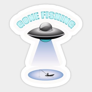 Alien Gone Fishing UFO Tee Sticker